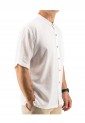 Men's White Cotton Shirt Without Collar 525720