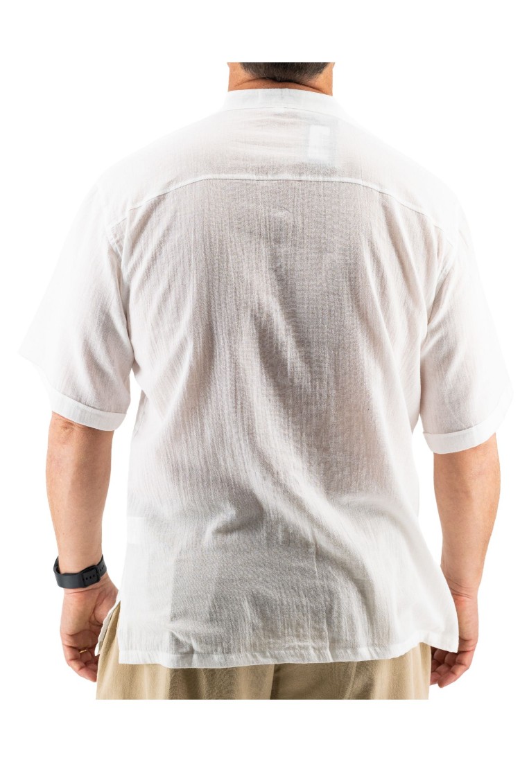 Men's White Cotton Shirt Without Collar 525720