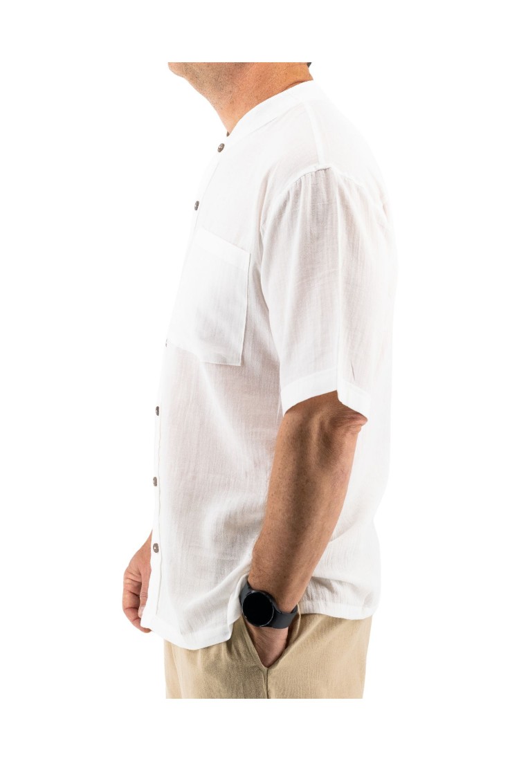 Men's White Cotton Shirt Without Collar 525720