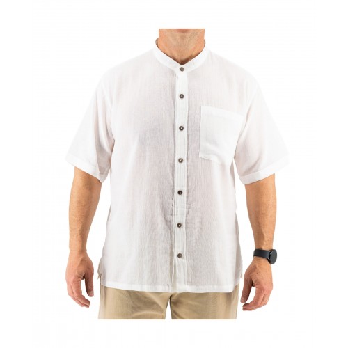 Men's White Cotton Shirt Without Collar 525720