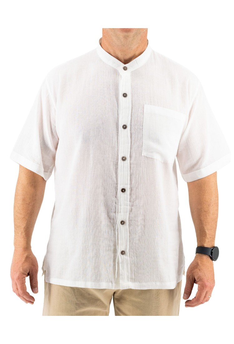 Men's White Cotton Shirt Without Collar 525720 Men's White Cotton Shirt Without Collar 525720