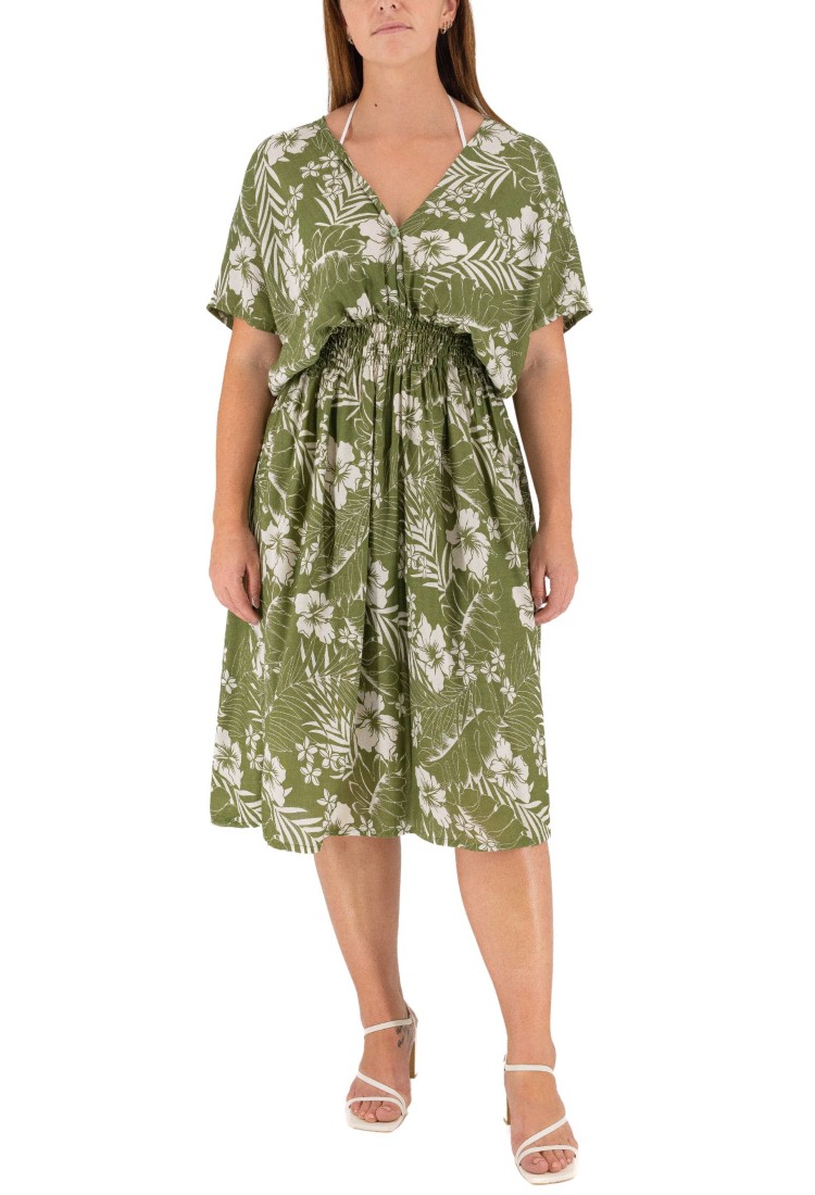 Midi Dress With Drawstring Waist 525852-1 Midi Dress With Drawstring Waist 525852-1