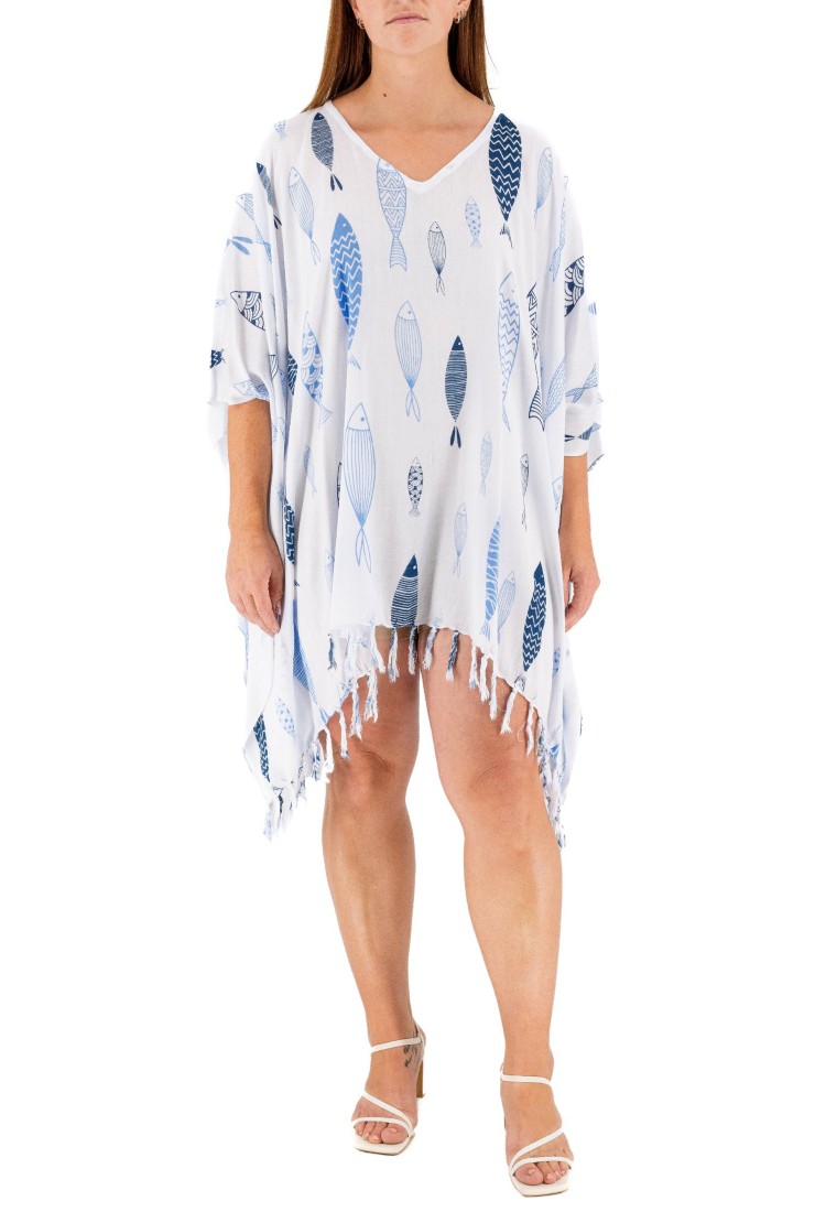Kaftan With Fish Pattern 525860-3 Kaftan With Fish Pattern 525860-3