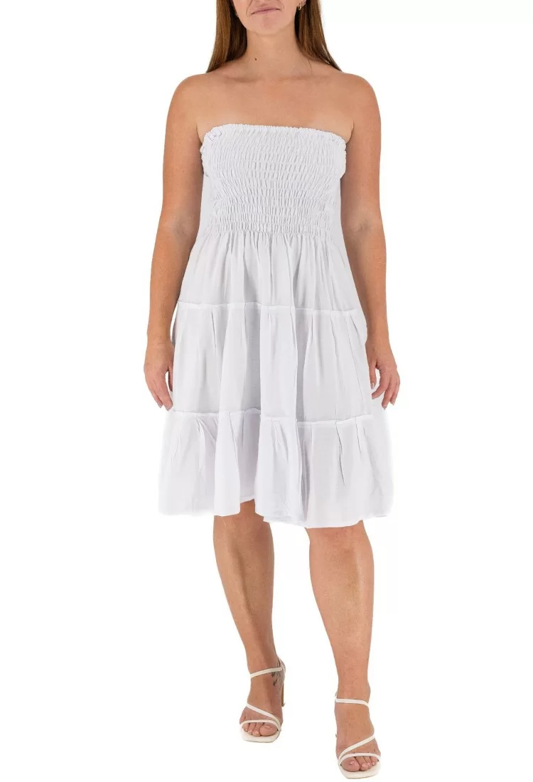 White Strapless Short Dress 524017-1 White Strapless Short Dress 524017-1