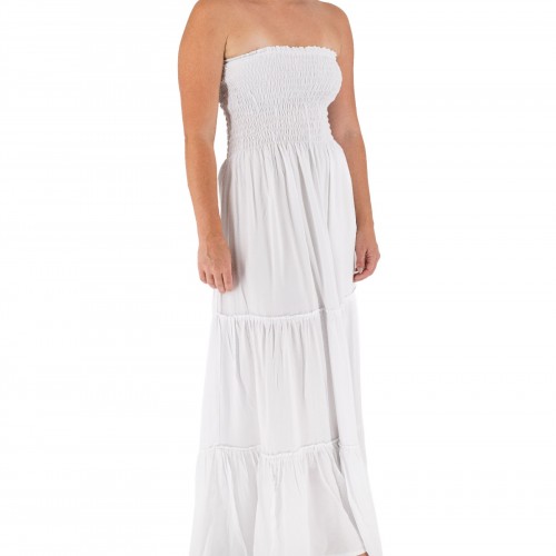 White Strapless Maxi Dress 525847-1