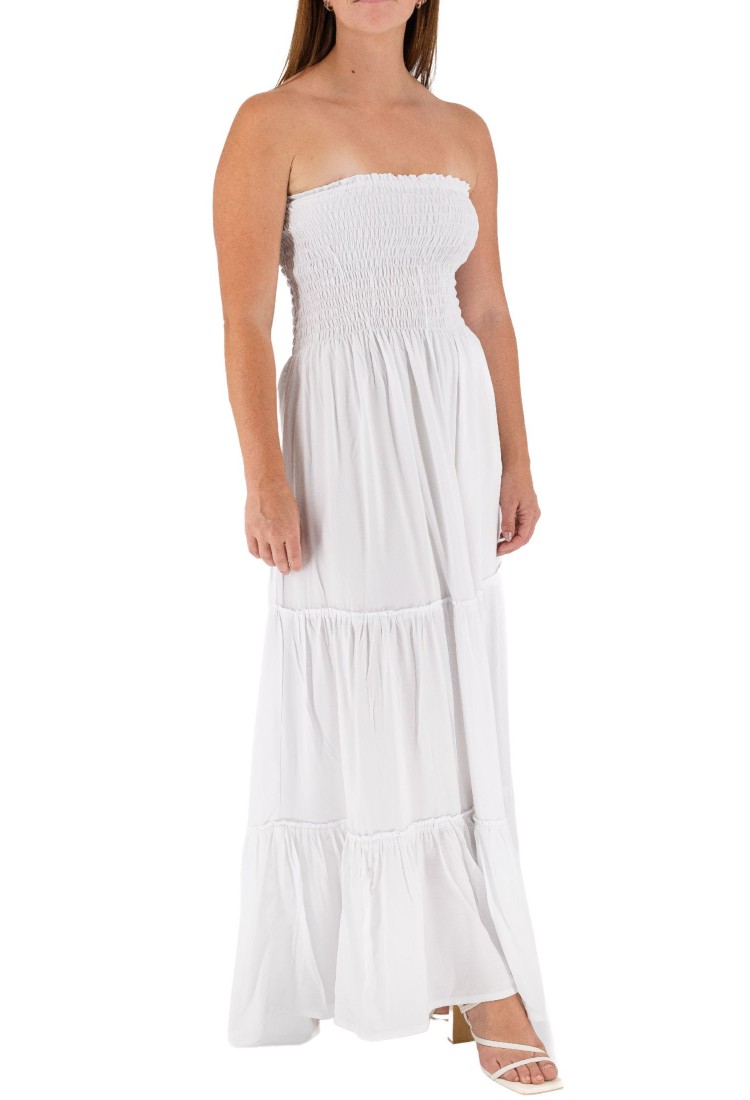White Strapless Maxi Dress 525847-1