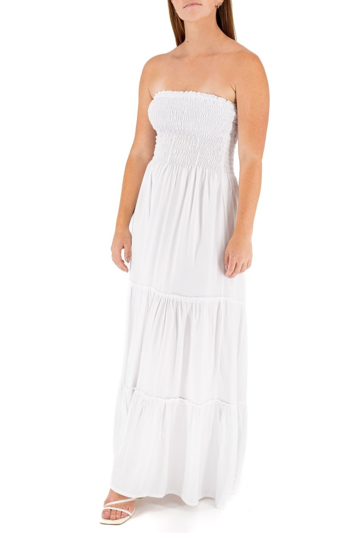 White Strapless Maxi Dress 525847-1