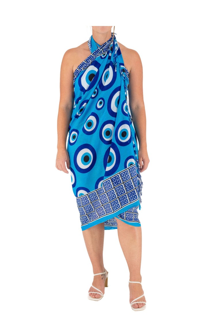 Pareo With Turtles And Meander Print 522043-16 Pareo With Turtles And Meander Print 522043-16