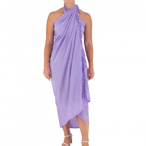 Pareo Solid Color Purple With Fringes 522044-2
