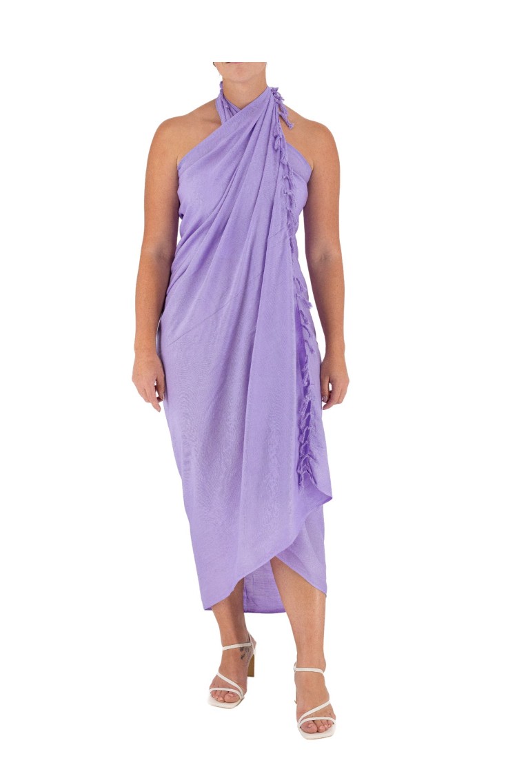 Pareo Solid Color Purple With Fringes 522044-2 Pareo Solid Color Purple With Fringes 522044-2