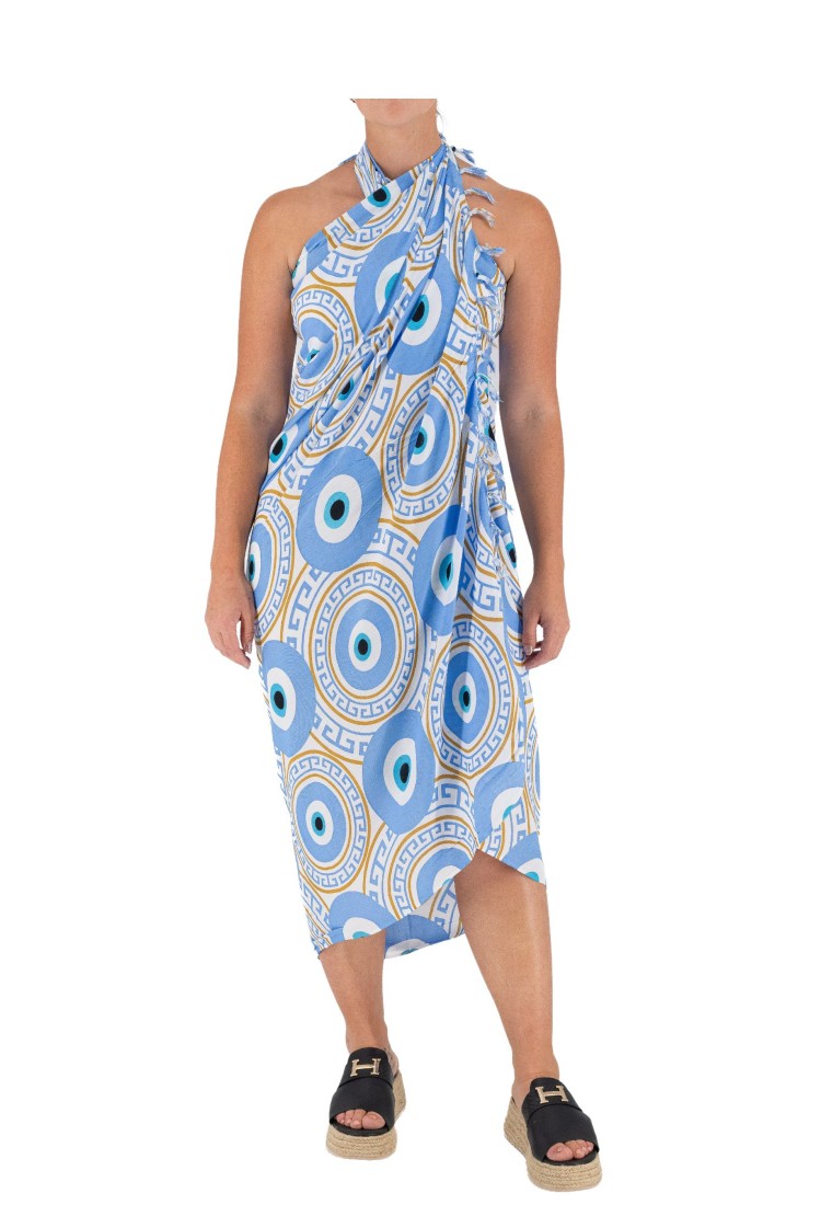 Pareo With Meander And Eye Print 522043-40 Pareo With Meander And Eye Print 522043-40
