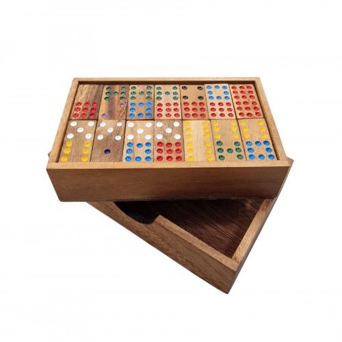 Wooden Domino Set With Colored Dots 524061