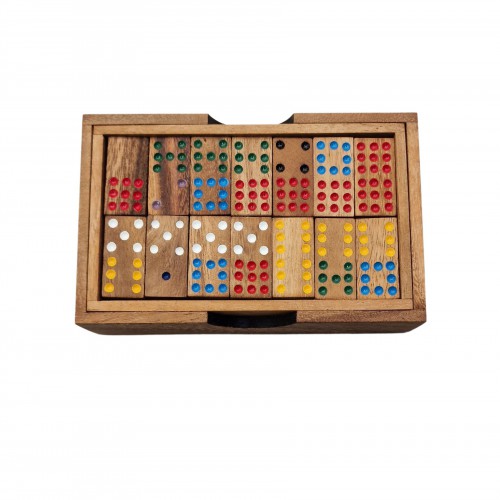 Wooden Domino Set With Colored Dots 524061