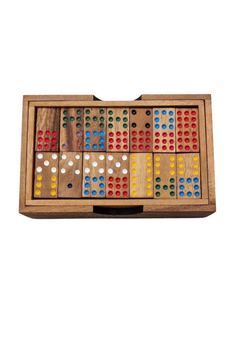 Wooden Domino Set With Colored Dots 524061 Wooden Domino Set With Colored Dots 524061