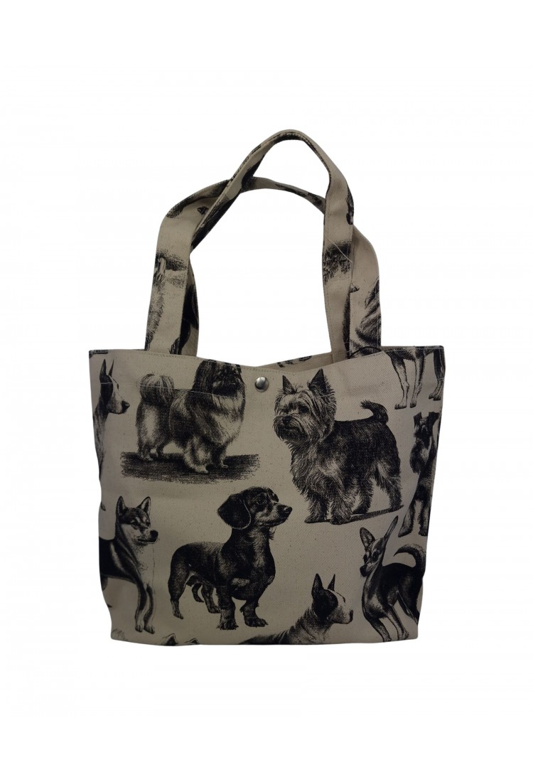 Canvas Handbag/Shoulder Bag With Dog Print 525753-1