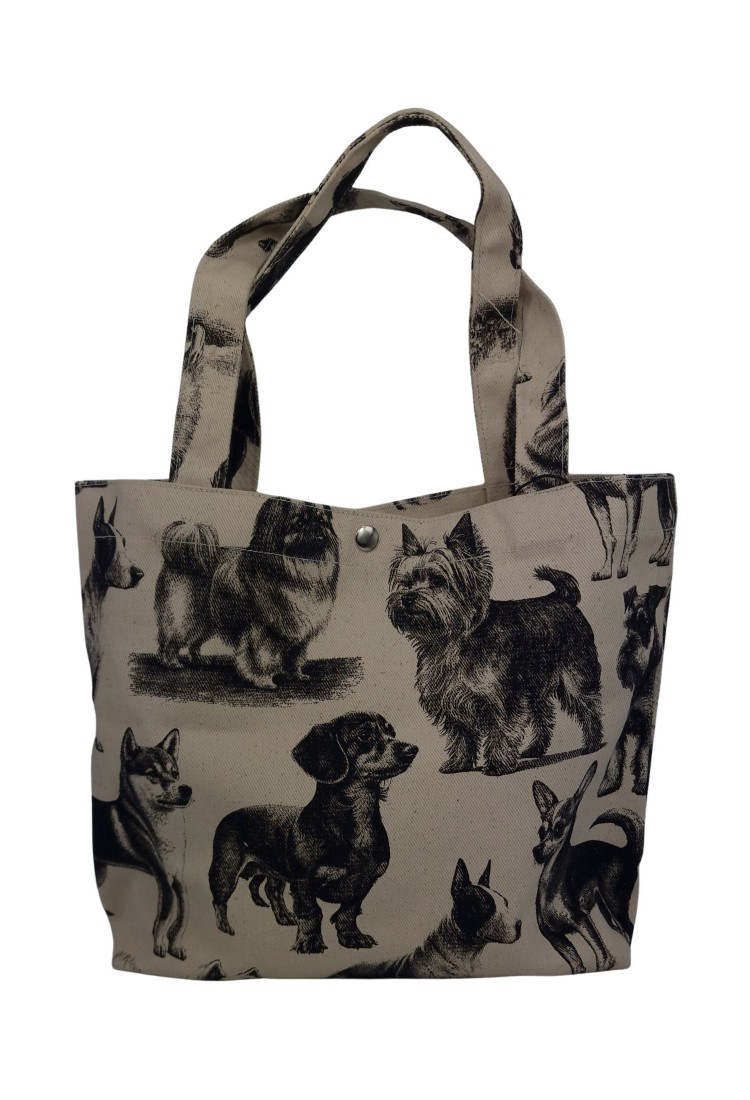 Canvas Handbag/Shoulder Bag With Dog Print 525753-1