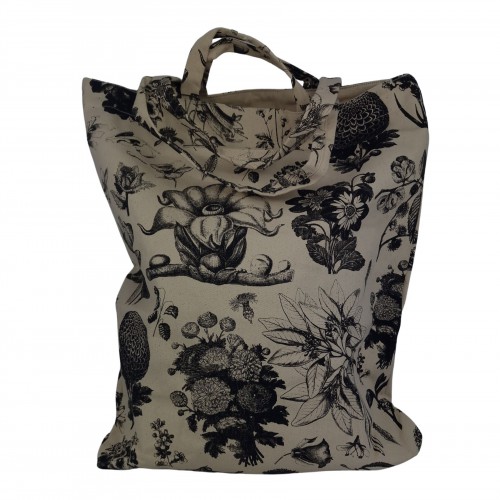 Τσάντα Tote Bag Καμβάς Με Τύπωμα Λουλούδια Μεγάλη 525752