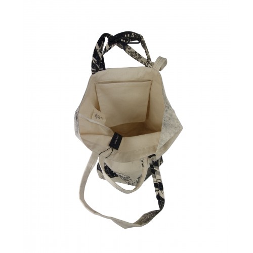 Large Wave Print Canvas Tote Bag 525752-1