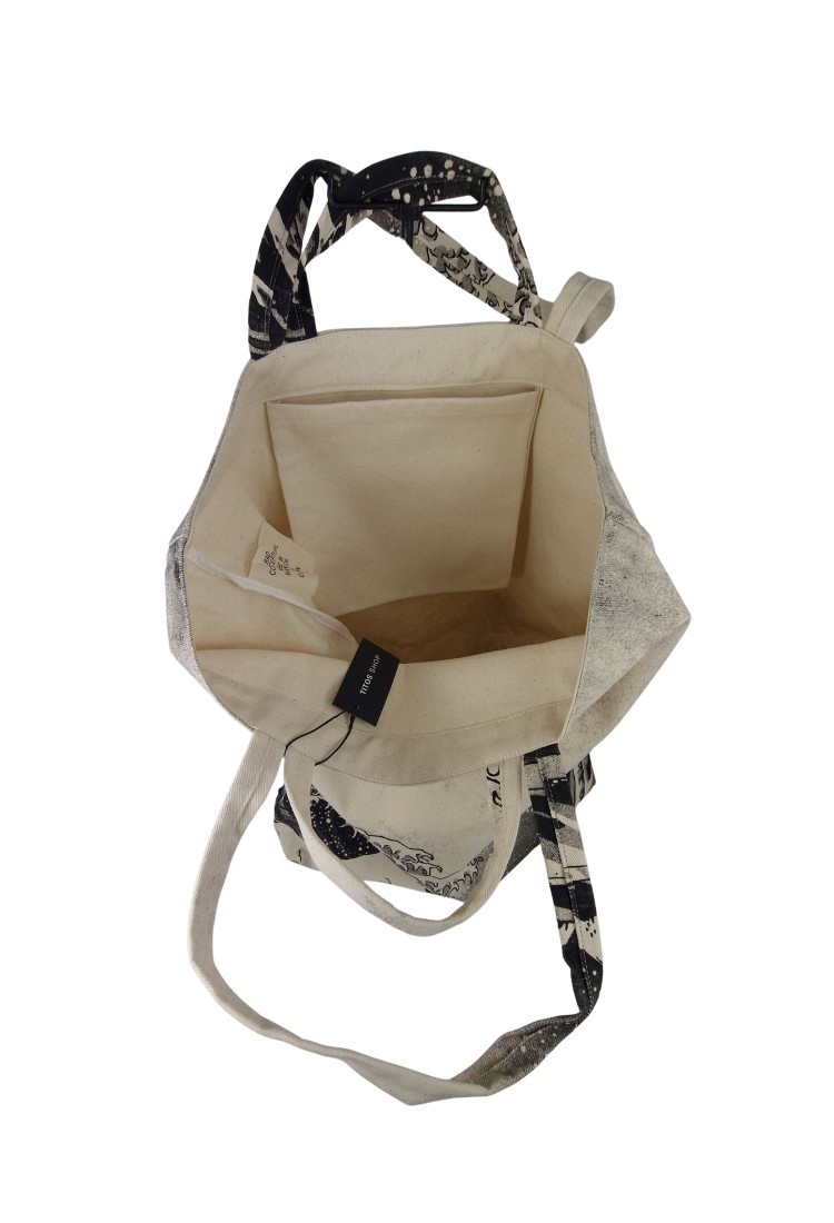 Large Wave Print Canvas Handbag/Shoulder Bag 525752-1