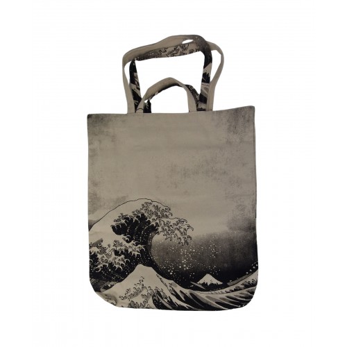 Large Wave Print Canvas Tote Bag 525752-1