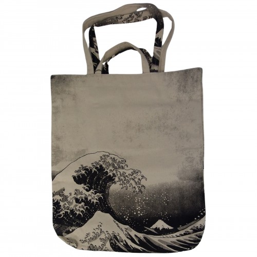Τσάντα Tote Bag Καμβάς Με Τύπωμα Κύμα Μεγάλη 525752-1