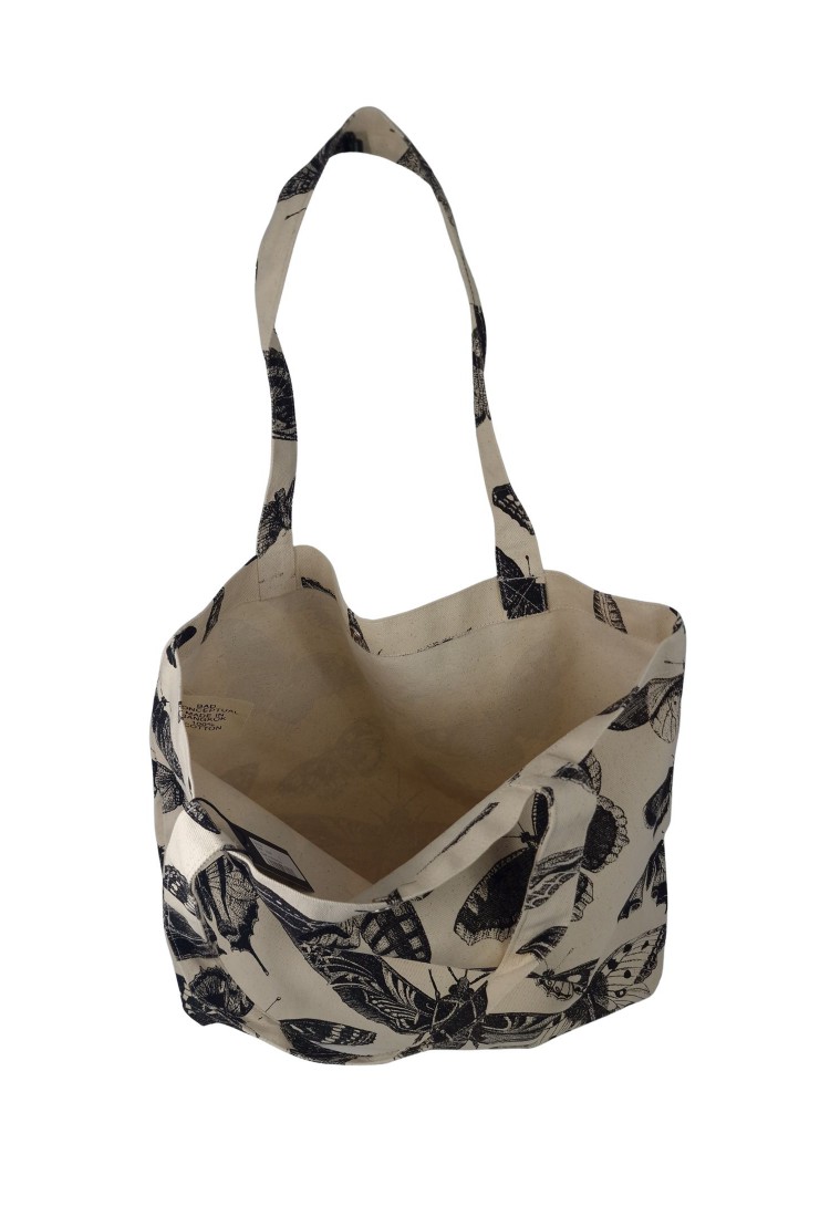 Canvas Hand/Shoulder Bag With Butterfly Print 525750