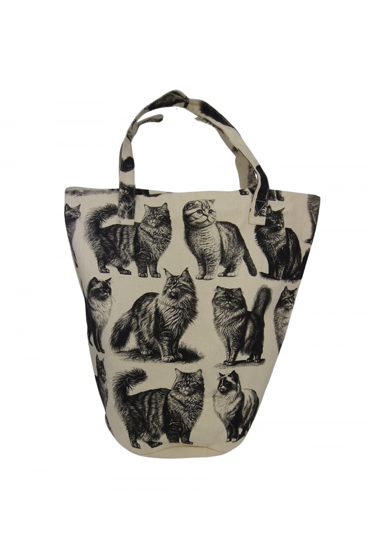 Canvas Tote Bag With Kitten Print 525751