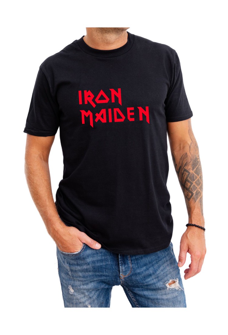 Ανδρική Μπλούζα Κοντομάνικη Iron Maiden Με Κόκκινη Στάμπα IRON702