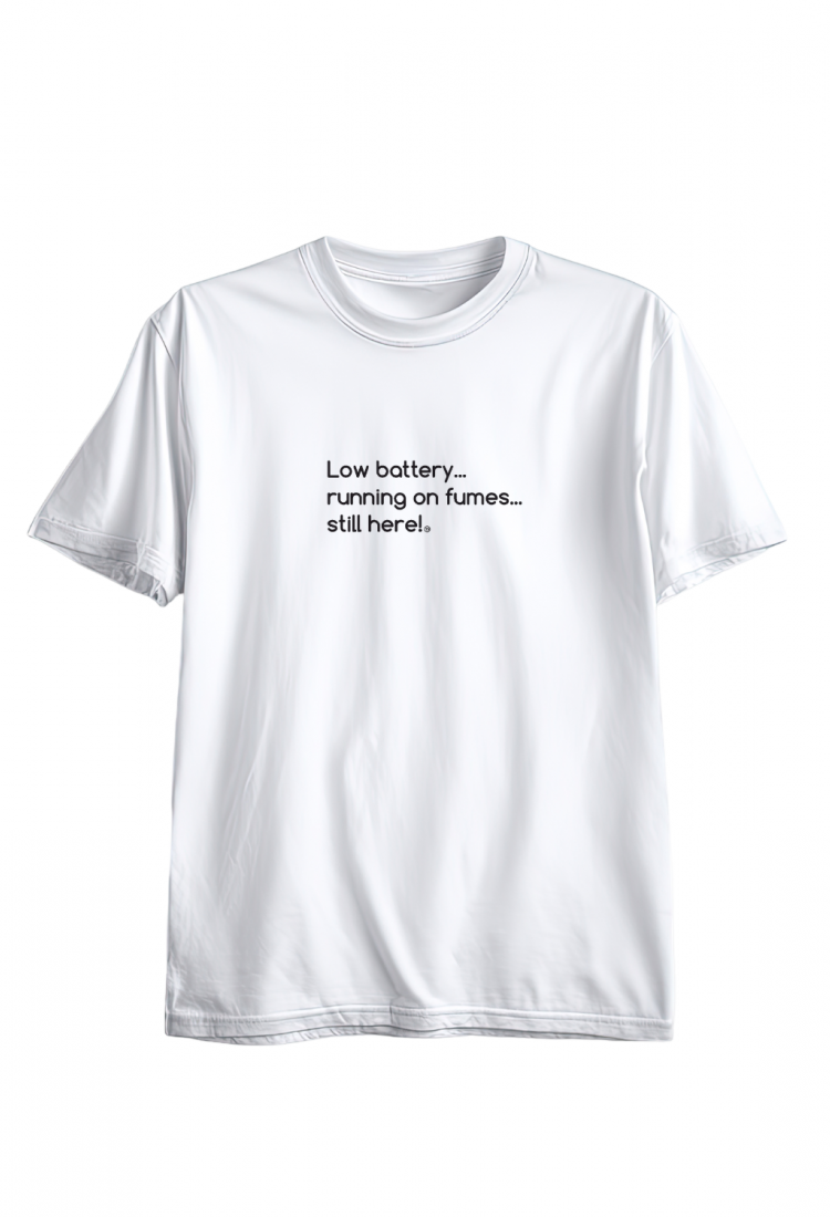Ανδρική Κοντομάνική Μπλούζα Με Τύπωμα Low Battery, Running On Fumes 527264-1