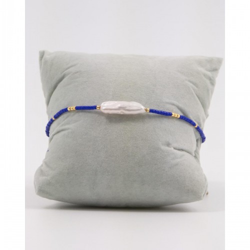 Handmade Bracelet with Pearl and Blue Beads 527306-1