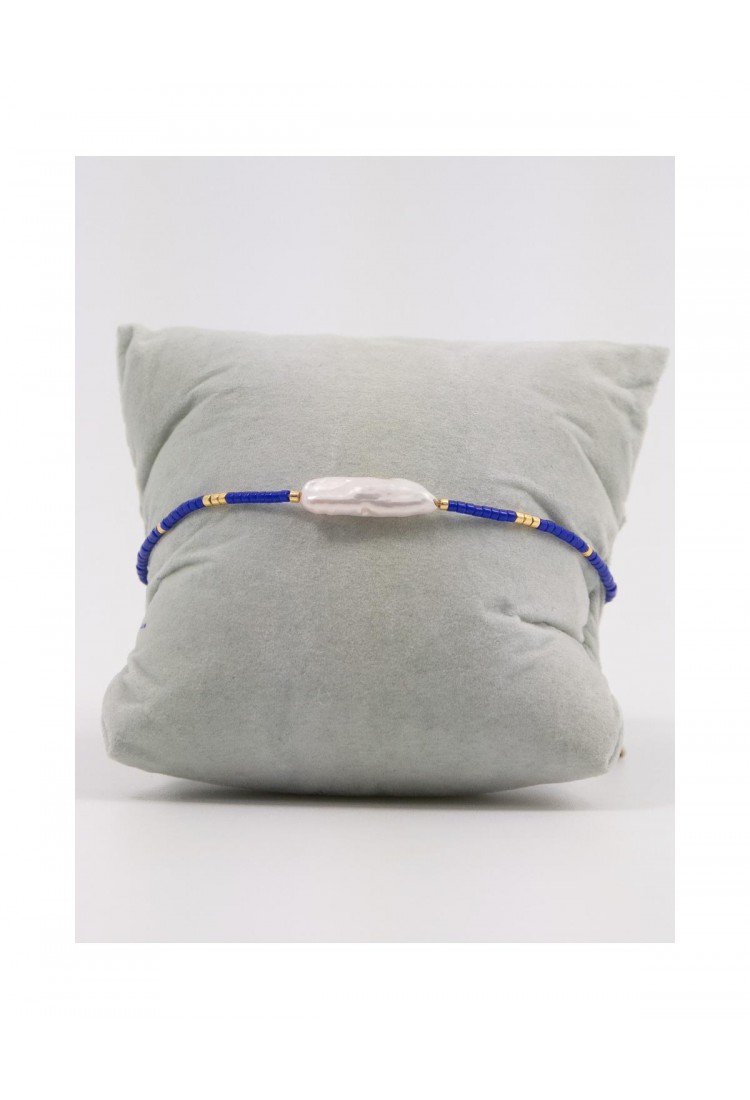 Handmade Bracelet with Pearl and Blue Beads 527306-1