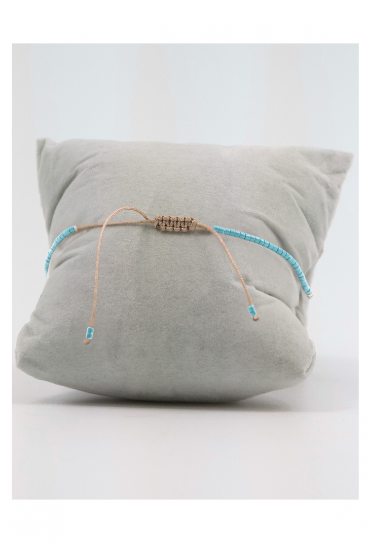 Handmade Bracelet with Pearl and Light Blue Beads 527306-2