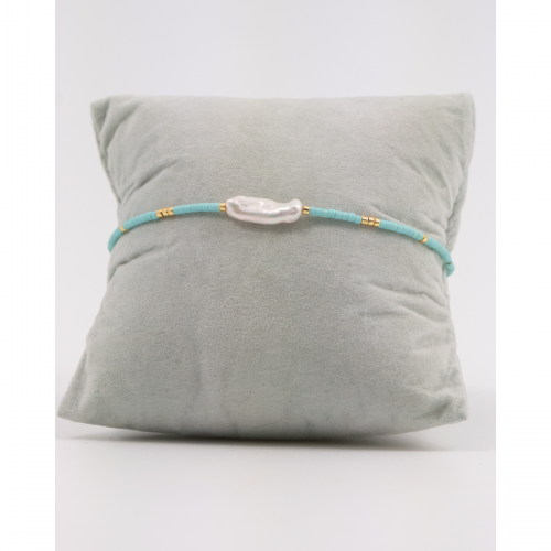 Handmade Bracelet with Pearl and Light Blue Beads 527306-2