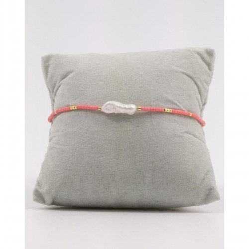 Handmade Bracelet with Pearl and Coral Beads 527306-3