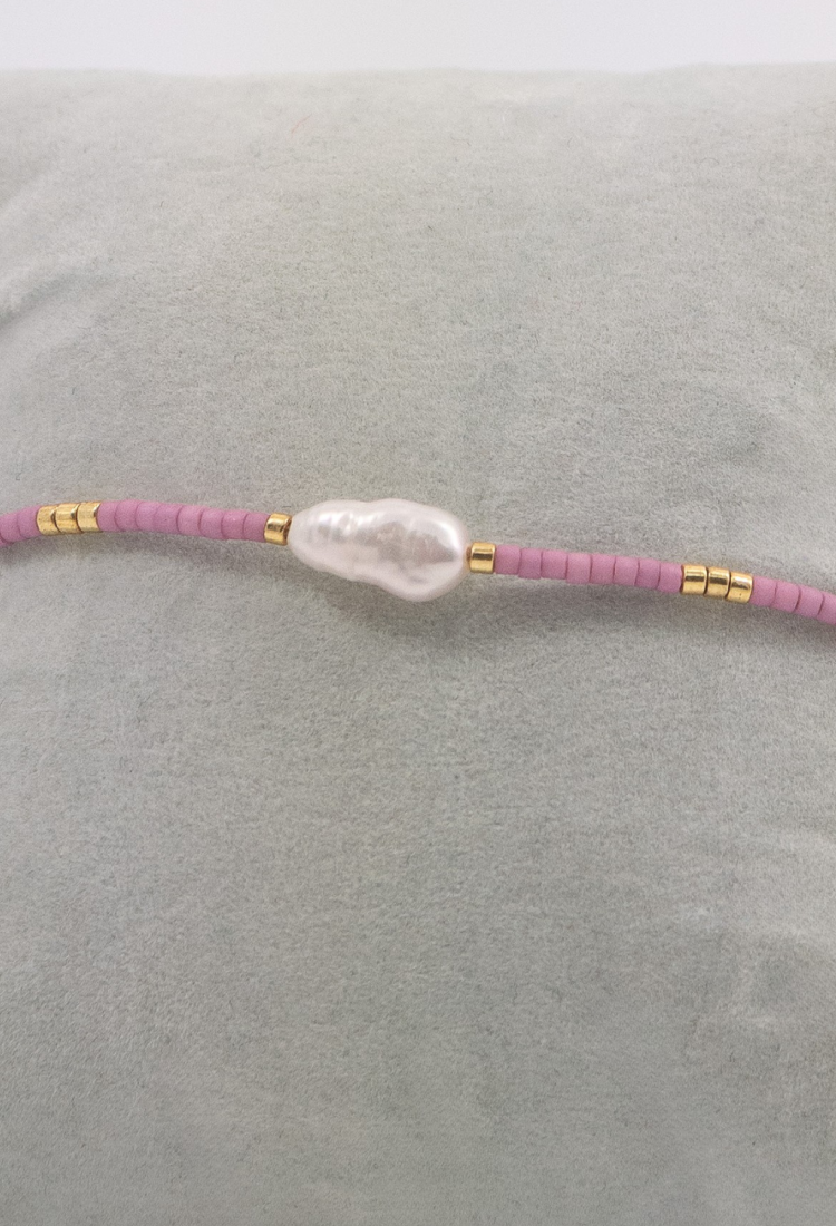 Handmade Bracelet with Pearl and Pink Beads 527306-4
