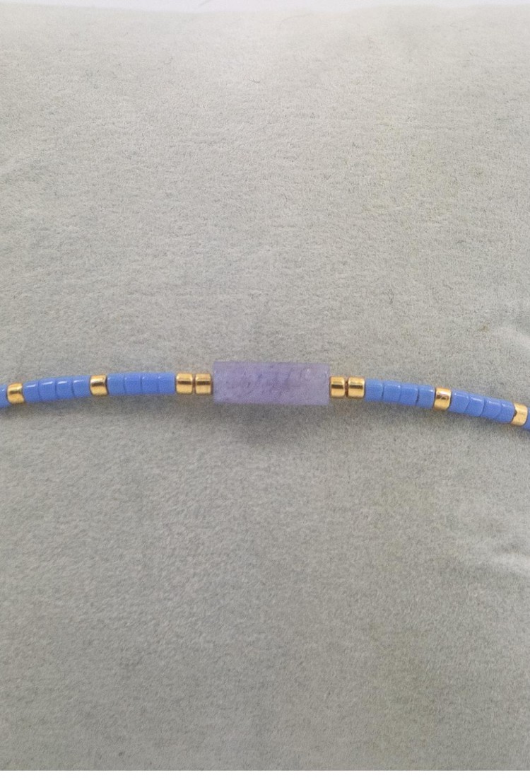 Handmade Bracelet with Blue Beads and Macramé Closure 527302-1