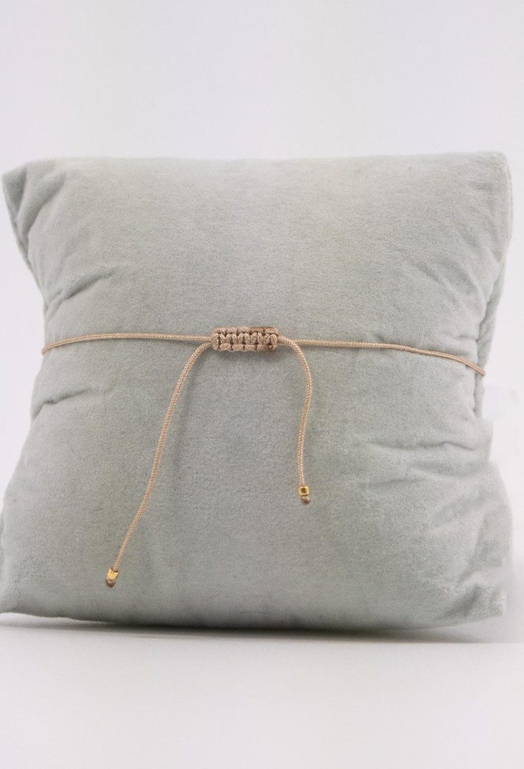 Handmade Macrame Bracelet with Blue and Gold Beads 527302-2