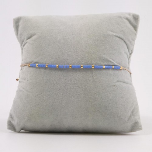 Handmade Macrame Bracelet with Blue and Gold Beads 527302-2