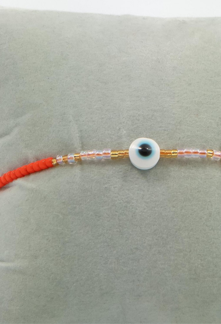 Women’s Handmade Macramé Bracelet With Green Beads and Evil Eye 527277-4
