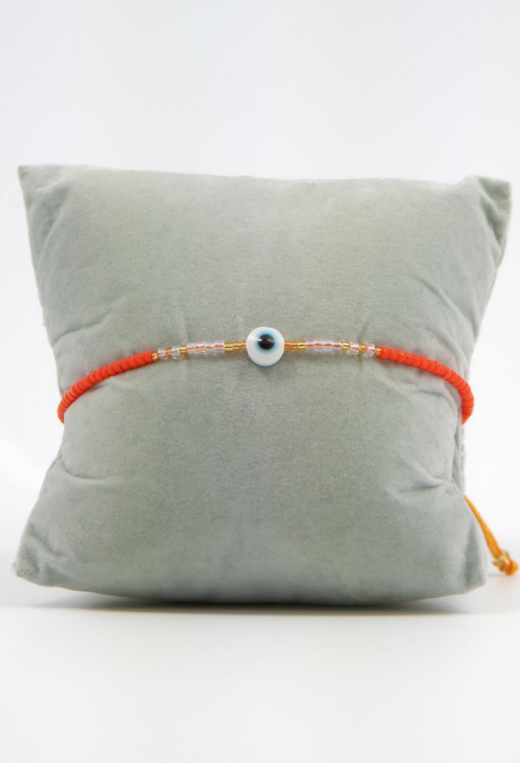 Women’s Handmade Macramé Bracelet With Green Beads and Evil Eye 527277-4