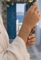 Women’s Handmade Macramé Bracelet With Light Blue Beads and Evil Eye 527277-6