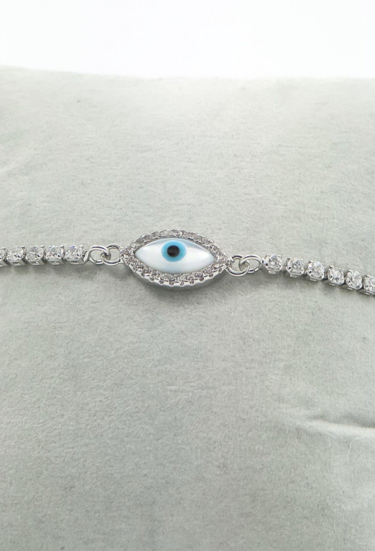 Women’s Adjustable Bracelet With Evil Eye And White Sparkling Stones 527287-1