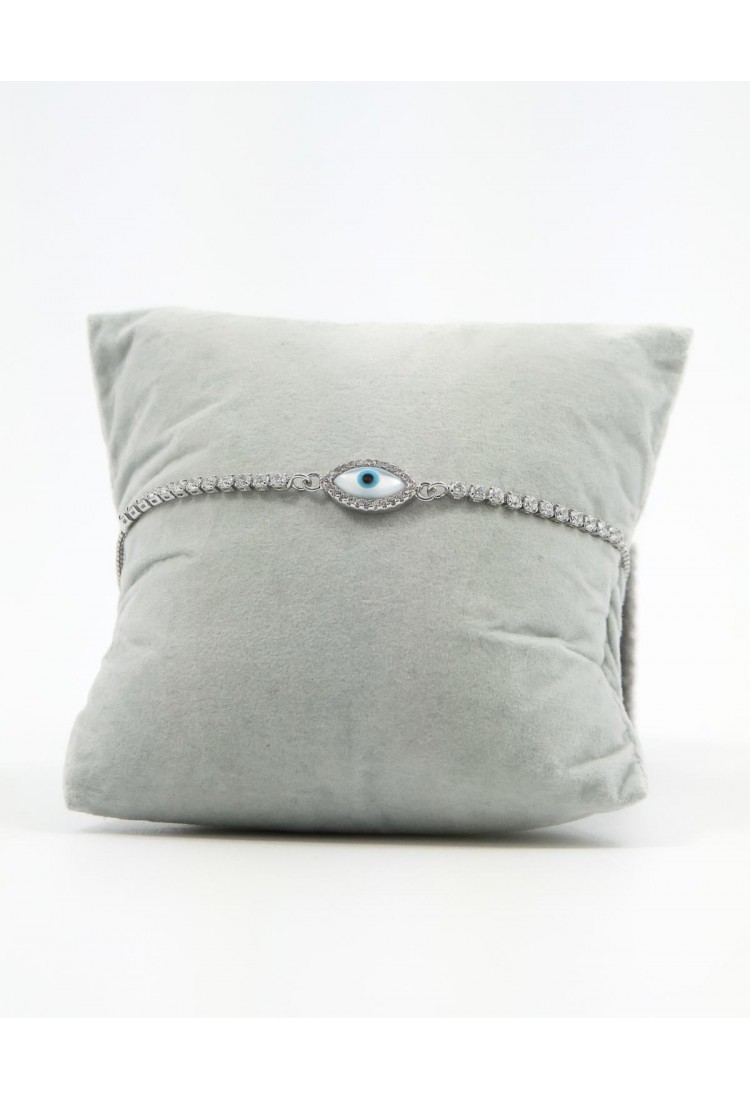 Women’s Adjustable Bracelet With Evil Eye And White Sparkling Stones 527287-1