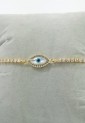 Women’s Adjustable Golden Bracelet With Evil Eye And White Sparkling Stones 527287-2