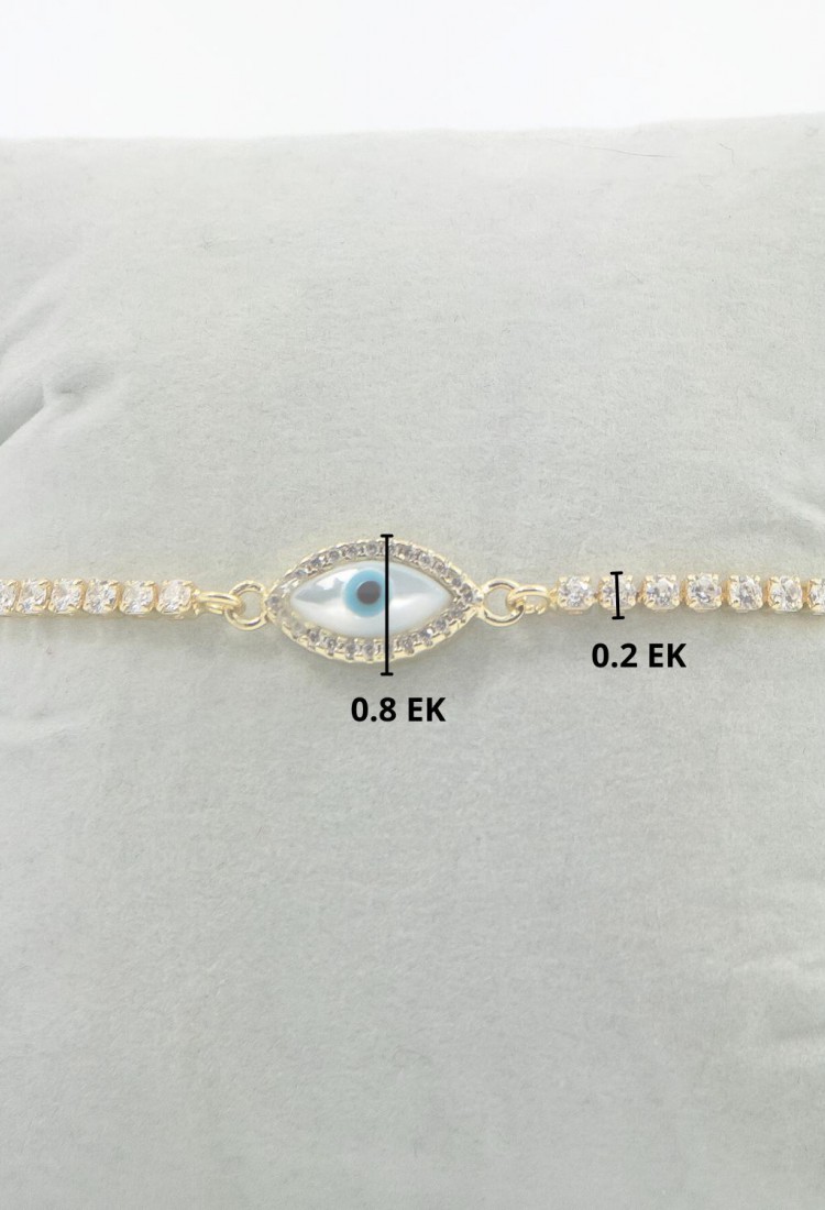 Women’s Adjustable Golden Bracelet With Evil Eye And White Sparkling Stones 527287-2