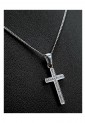 Stainless Steel Cross With Shiny Stones And Necklace 527341