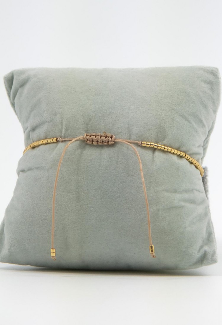 Women's Gold Makrame Bracelet With Natural Pearl and Gold Beads 527300-4