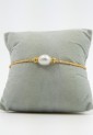 Women's Gold Makrame Bracelet With Natural Pearl and Gold Beads 527300-4