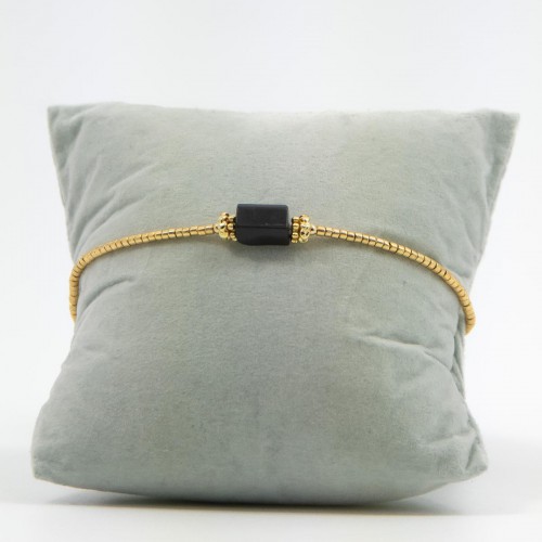 Women's Gold Bracelet with Black Stone and Gold Beads 527300-5