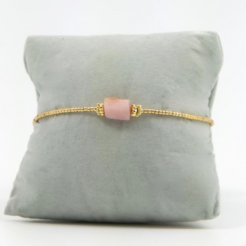 Women's Macramé Bracelet with Natural Rose Quartz Stone 527300-7